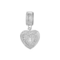 Pendentif élégant en forme de cœur argenté avec lettre U et pierres CZ étincelantes - Style Lettre U (Pendentif Uniquement) / Argent