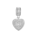 Pendentif cœur argenté exquis avec pavé de zircons et charm initial lettre V élégant - Style Lettre V (Pendentif Uniquement) / Argent