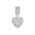 Pendentif en forme de cœur en argent avec zircons étincelants et lettre centrale W - Style Lettre W (Pendentif Uniquement) / Argent