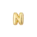 Macro detail of a 3D gold bubble letter N pendant for custom DIY jewelry making - Letter N