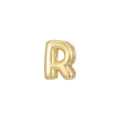 Detailed view of a glossy 3D bubble-style golden letter R pendant for DIY jewelry making - Letter R