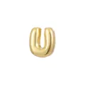 Close-up of a polished gold bubble letter U charm featuring a smooth and shiny metallic finish - Letter U