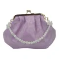 Elegante bolso de noche morado con asa de perlas y detalles de bordado floral de rosas - Estilo Rosa (Púrpura)