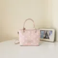 Rosa Handtasche mit weißen Punkten und Tragegriff für den täglichen Pendelverkehr - Einzelne Tasche / Rosa