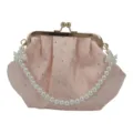 Elegante bolso de noche rosa en forma de concha con asa de perlas y bordado strass - Estilo Rosa (Rosa)