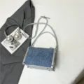 Stylish Korean style denim blue crossbody bucket bag with silver trim for daily commute - Single Bag / Silver