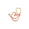 Broche de estetoscopio con corazón de esmalte rojo y pequeño cristal para enfermeras - Estilo Estetoscopio Corazón con Strass Dorado (XZ4982)