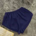Comfortable navy blue loose sleep shorts for women with elastic waist - Navy Blue