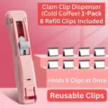 Rosa Klammerspender Briefklammern Set inklusive 8 wiederverwendbare Metallklammern Büro - Rosa Mit 8 Klammern / 1er Pack Mit 8 Klammern