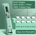 Bean green clam clip dispenser with 8 reusable metal clips for efficient paper binding - Green With 8 Clips