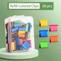 50 colorful refill clips for clam clip dispenser in a storage box - Colorful Refill Clips