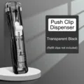 Transparent black clam clip dispenser variant for paper binding and school stationery - Transparent Black (No Refill Clips)