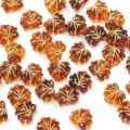 Amber orange acrylic maple leaf loose beads for DIY handmade jewelry craft accessories - 5 Pieces / Brown