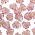 Transparent purple acrylic crystal leaf beads with gold veins for DIY jewelry making - 5 Pieces / Purple