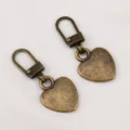 Tirette de fermeture éclair amovible en alliage en forme de cœur bronze pour vêtements - 5 Pièces / Bronze