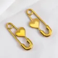High quality gold-plated stainless steel heart safety pin charms for DIY jewelry making - Heart Safety Pin / Gold