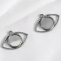 Silver stainless steel evil eye pendant bezel tray for custom DIY jewelry making - Eye / Steel