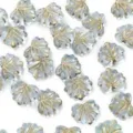 Light blue acrylic crystal leaf-shaped spacer beads with gold veins for DIY jewelry - 5 Pieces / Sky Blue