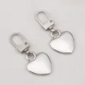 Tirettes de fermeture éclair amovibles en alliage en forme de cœur pour vêtements - 5 Pièces / Argent