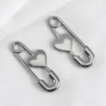 High-quality silver stainless steel heart safety pin charms for DIY jewelry making - Heart Safety Pin / Steel