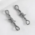 Premium silver stainless steel barbed wire style twisted link charms for DIY jewelry - Twisted / Steel
