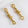 Premium 304 stainless steel gold plated barbed wire connector charms for DIY jewelry making - Twisted / Gold