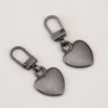 Lot de deux tirettes de fermeture éclair en forme de cœur en métal pour vêtements - 5 Pièces / Métal canon