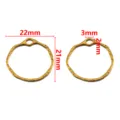 Ciondolo circolare in acciaio inox 304 dorato con trama stropicciata per gioielli fai da te. - 5 Pezzi / 21mm Oro