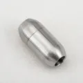 Chiusura magnetica ovale in acciaio inossidabile spazzolato per bracciali in pelle DIY. - Grande (8x17mm) / Colore acciaio