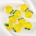 Translucent yellow resin peach pendants for DIY bracelets, necklaces and craft jewelry. - 10 Pieces/Pack / Yellow