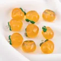 DIY translucent resin peach charms for jewelry making, set of 9 orange fruit pendants - 10 Pieces/Pack / Orange