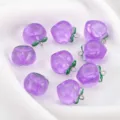 Set of translucent purple resin peach charms with glitter for DIY jewelry making - 10 Pieces/Pack / Purple