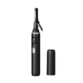 Heated electric eyelash curler with digital temperature display for perfect long-lasting curl. - Black