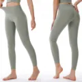 Pantalon de yoga sans couture taille haute vert sauge legging de sport fitness femme - S / Vert