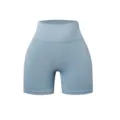 Shorts de yoga sans coutures taille haute côtelés en bleu clair, respirants et séchage. - S / Bleu clair