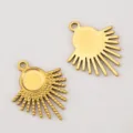 High-quality gold-plated 304 stainless steel sunburst sun pendant for DIY jewelry making - Gold Fan Style / 5 Pieces Pack (20.7X26.2mm)