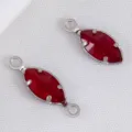 Colgantes de cristal marquise rojo con lazos conectores de acero para joyería DIY. - Gancho de oreja individual / 10 Piezas/Paquete (4.7x11.6mm) / Acero Rojo