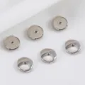 Set of six silver metallic UFO-style earring backs with silicone core for secure fit - 8x10mm / White Gold