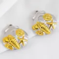 Ciondolo a conchiglia bicolore in acciaio inox con stella marina per gioielli fai da te. - Conchiglia marina / 2 Pezzi/Confezione (20x21.6mm)