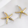 Ciondolo a forma di stella marina in acciaio inox 304 bicolore per la creazione di gioielli - Stella marina / 2 Pezzi/Confezione (19x21mm)