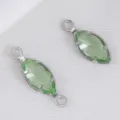 Elegantes colgantes de cristal marquise verde con bucles de acero para proyectos de joyería - Gancho de oreja individual / 10 Piezas/Paquete (4.7x11.6mm) / Acero Verde Claro