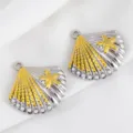 Ciondolo a conchiglia bicolore in acciaio inox con stella marina per gioielli fai da te - stella marina e conchiglia / 2 Pezzi/Confezione (25.5x25.8mm)