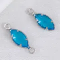 Colgantes de cristal azul marquesa en acero inoxidable 304 para la creación de joyas - Gancho de oreja individual / 10 Piezas/Paquete (4.7x11.6mm) / Plata Azul Claro
