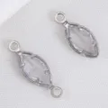 Conectores de joyería de cristal marquesa en acero inoxidable plateado brillante. - Transparente Acero