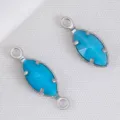 Colgantes de cristal marquise turquesa con engastes de acero inoxidable para joyas - Azul Acero