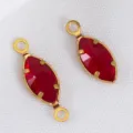 Elegantes dijes de marquesa de acero inoxidable dorado con vidrio rojo para joyería DIY - Dorado Rojo