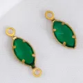 Dijes de cristal marquesa verde y acero inoxidable dorado para creación de joyería - Dorado Verde