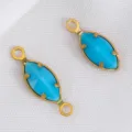 Dijes de cristal marquise azul con engastes dorados de acero inoxidable para DIY - Dorado Azul