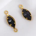 Colgantes marquise de acero inoxidable dorado con cristal facetado negro para joyería DIY - Dorado Negro