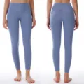 Pantaloni yoga vita alta donna leggings fitness senza cuciture grigio blu sport - Azzurro